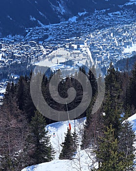 Skiing in Chamonix. French Alps, France