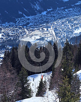 Skiing in Chamonix. French Alps, France