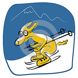Skiing Dog
