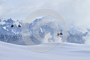 Skiing on the dolomites, Val di Fiemme, Italy photo