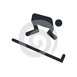 Skiing down hill icon vector sign and symbol isolated on white background, Skiing down hill logo concept