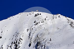 Skiing Down Snowy Mountain Snoqualme Washington
