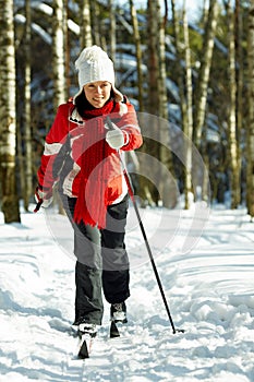 Skiing in the forest