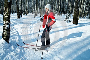 Skiing in the forest