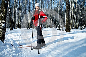 Skiing in the forest