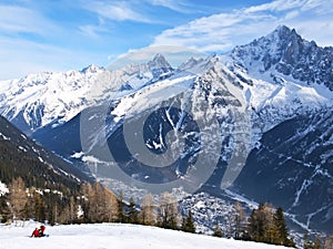 Skiing in French Alps