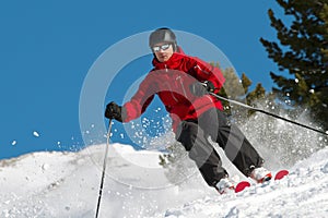 Skiing in fresh powder photo