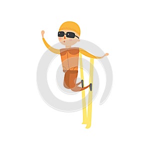 Skiing human trick vector illustration.