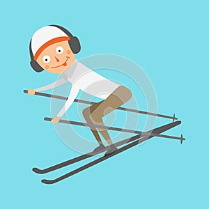 Skiing human trick vector illustration.