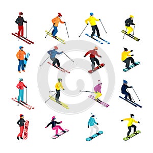 Skiing isometric set