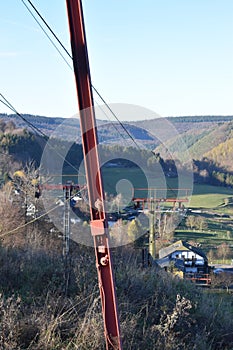 skiing lift in the Eifel without snow in November