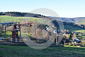 skiing lift near Hohe Acht in the Eifel without snow in November