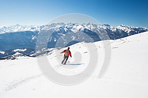 Skiing on the majestic italian alpine arc