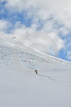 Skiing Mt. Biei Fuji Hokkaido Japan Blue Sky