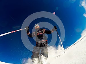 Skiing on powder snow