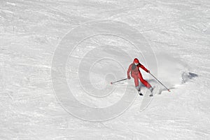 Skiing in red