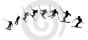 Skiing sequence silhouettes