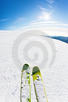 Skiing on a ski slope