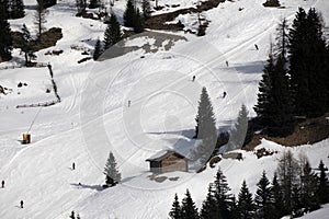 skiing ski sport in dolomites snow panorama val badia