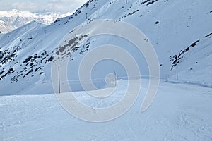 Skiing slopes in the Alps