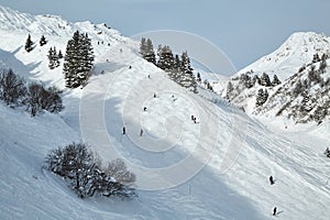 Skiing slopes from the top