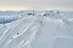 Skiing slopes from the top