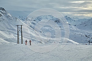 Skiing slopes from the top