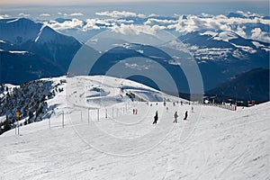 Skiing slopes from the top