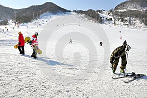 Skiing and snowboarding