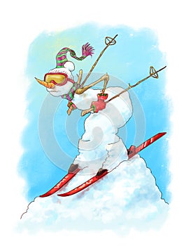 Skiing snowman