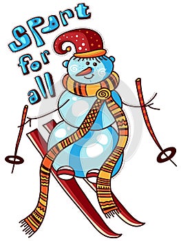 Skiing snowman