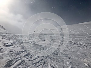 Skiing in the Stubai glacier ski resort