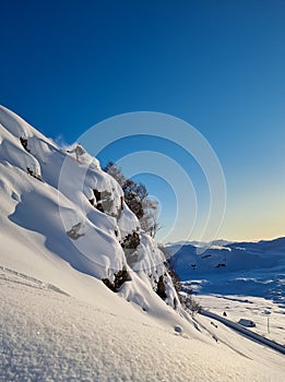 Skiing in sun