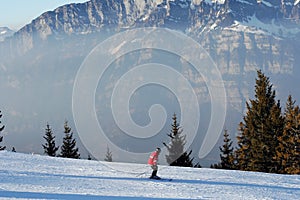 Skiing in swiss Alps