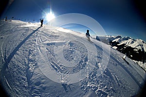 Skiing in the Swiss Mountains