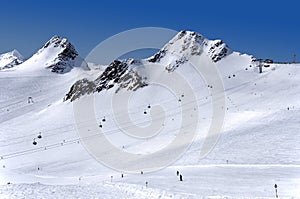 Skiing on Tiefenbach glacier in Solden