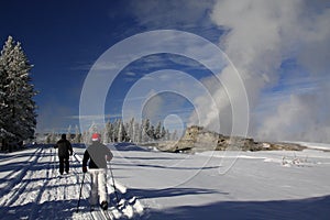 Skiing to Castle Geyser