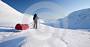 Skiing tour on the Kungsleden