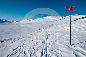 Skiing track on the Kungsleden