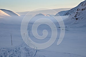 Skiing track on the Kungsleden