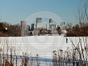 Skiing under the Minneapolis Skyline on Lake of the Isles