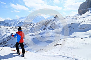 Skiing young boy