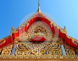 Skilfully crafted gable at Thai temple