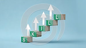 Skill Development and Growth Concept with Wooden Blocks