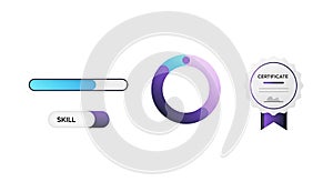 Skill Development, Progress, and Certificate Icons Set