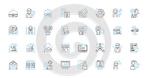 Skill Enhancement linear icons set. Mastery, Expertise, Proficiency, Enhancement, Refinement, Advancement, Development