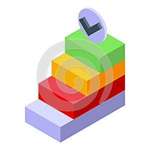 Skill level stairs icon isometric vector. Training development