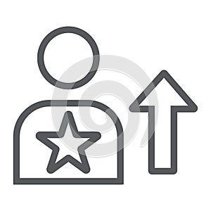 Skill line icon, employee and rating, person sign, vector graphics, a linear pattern on a white background.