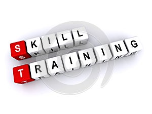 skill training word block on white