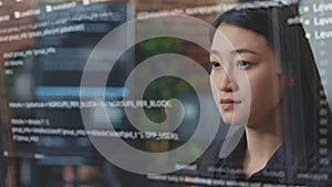 IT developer writing script code with AR